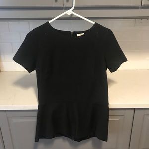 I crew peplum black top size small